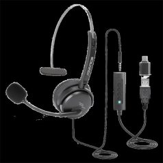   Advance Fejhallgató - SMARTPHONICS 350 (3,5mm Jack/USB, 1,5m kábel, fekete)