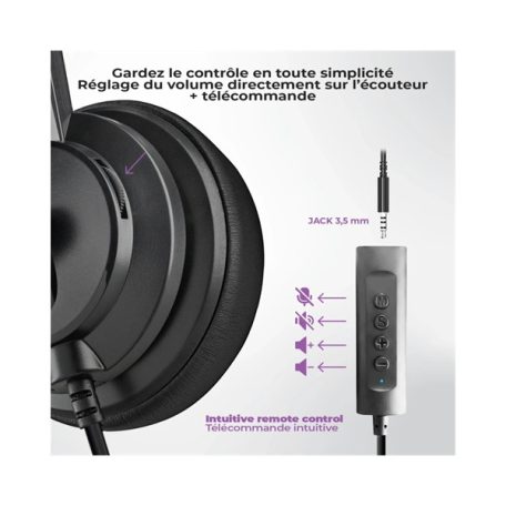 Advance Fejhallgató - SMARTPHONICS 650 (USB/Jack, 1,2m kábel, fekete)