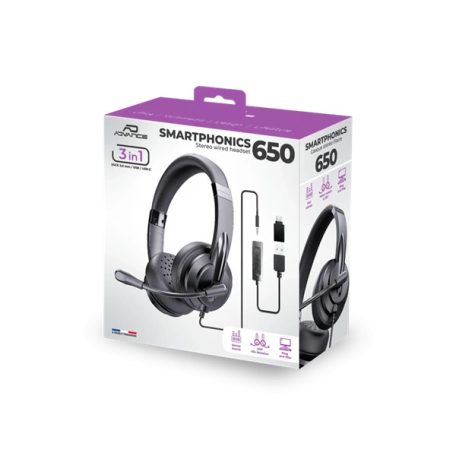 Advance Fejhallgató - SMARTPHONICS 650 (USB/Jack, 1,2m kábel, fekete)
