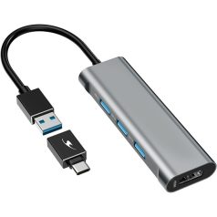   Bluestork USB Hub - HUB-MINI (USB-A to 3xUSB 2.0 port + 1x USB-C, 1xHDMI, USB3.0, szürke)