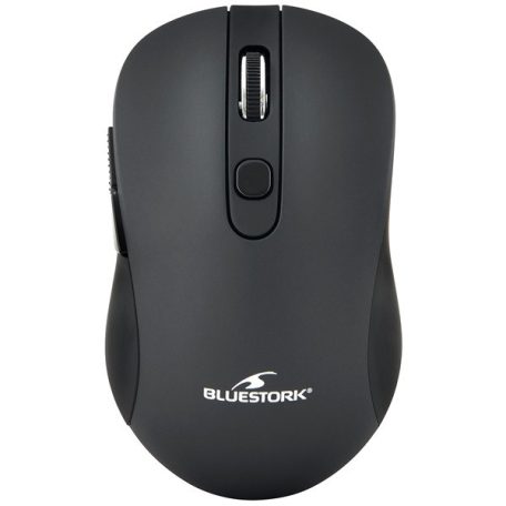 Bluestork Vezeték nélküli Egér - M-WL-OFF60-BLACK (1600 DPI, 6 gomb, optikai, fekete)