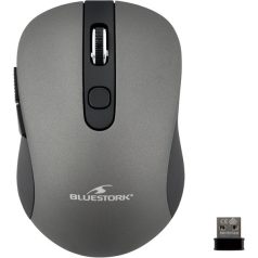   Bluestork Vezeték nélküli Egér - M-WL-OFF60-GREY (1600 DPI, 6 gomb, optikai, szürke)