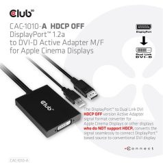   Club 3D Átalakító - CAC-1010-A (DisplayPort to Dual Link DVI-D, aktív, 4K30Hz, HDCP ON)