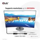 Club 3D Kábel - CAC-1022 (DisplayPort 1.4 HBR3, 8K60Hz, 4K144Hz, 2m, M/F, 32.4Gbps)