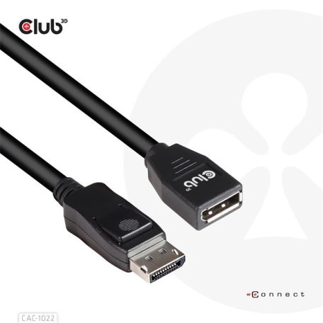 Club 3D Kábel - CAC-1022 (DisplayPort 1.4 HBR3, 8K60Hz, 4K144Hz, 2m, M/F, 32.4Gbps)