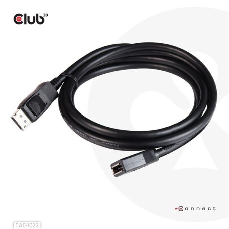 Club 3D Kábel - CAC-1022 (DisplayPort 1.4 HBR3, 8K60Hz, 4K144Hz, 2m, M/F, 32.4Gbps)