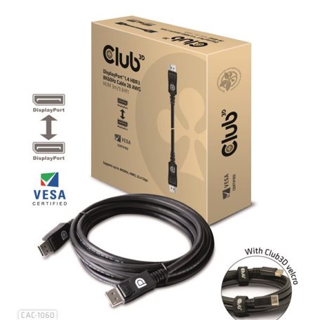 Club 3D Kábel - CAC-1060 (DisplayPort 1.4, 8K, 32.4Gbps, HBR3 8K, 28AWG, M/M, 3m)