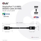 Club 3D Kábel - CAC-1060 (DisplayPort 1.4, 8K, 32.4Gbps, HBR3 8K, 28AWG, M/M, 3m)