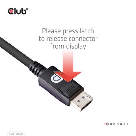 Club 3D Kábel - CAC-1060 (DisplayPort 1.4, 8K, 32.4Gbps, HBR3 8K, 28AWG, M/M, 3m)