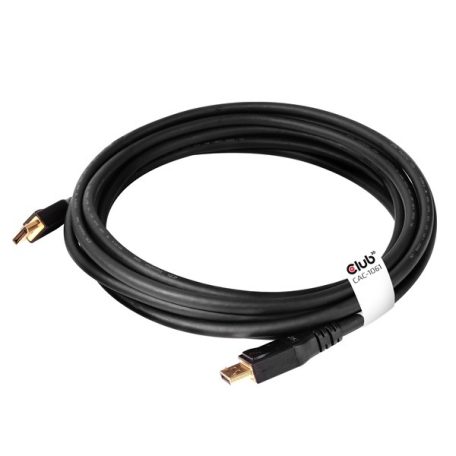 Club 3D Kábel - CAC-1061 (DisplayPort 1.4, HBR3, 8K60Hz, 5m, 32CH, Aranyozott, VESA, M/M)