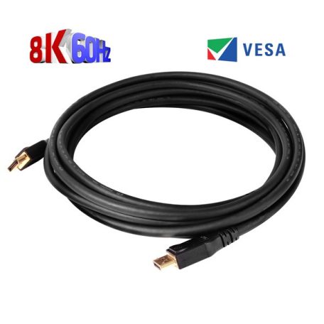 Club 3D Kábel - CAC-1061 (DisplayPort 1.4, HBR3, 8K60Hz, 5m, 32CH, Aranyozott, VESA, M/M)