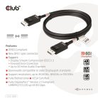 Club 3D Kábel - CAC-1091 (DisplayPort 2.1,  DP80, 4K240Hz, 1.2m, Bidirectional, M/M)