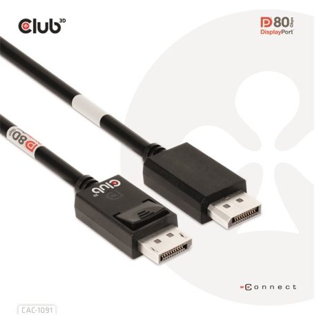 Club 3D Kábel - CAC-1091 (DisplayPort 2.1,  DP80, 4K240Hz, 1.2m, Bidirectional, M/M)