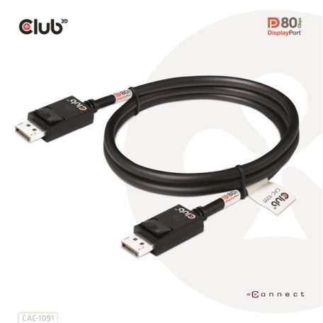 Club 3D Kábel - CAC-1091 (DisplayPort 2.1,  DP80, 4K240Hz, 1.2m, Bidirectional, M/M)