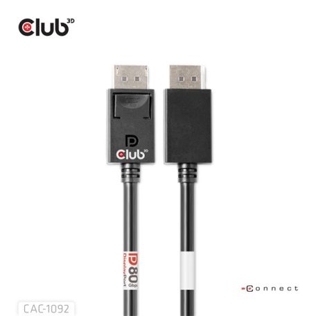 Club 3D Kábel - CAC-1092 (DisplayPort 2.1, DP80, 8K240Hz, 1.6m, Bi-Directional, M/M)