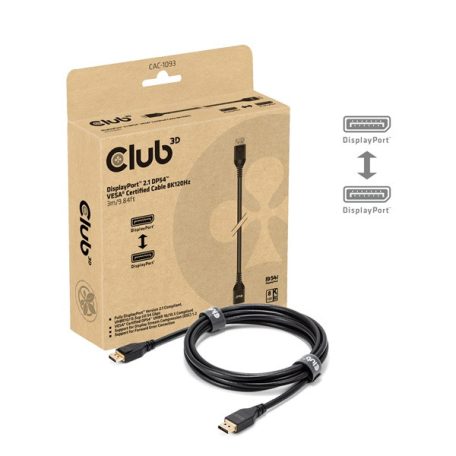 Club 3D Kábel - CAC-1093 (DisplayPort 2.1, 8K120Hz, 3m, DP54, VESA tanúsítvány, M/M)