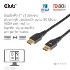 Club 3D Kábel - CAC-1094 (DisplayPort 2.1, 8K240Hz, 2m, DP80, VESA tanúsítvány, M/M)