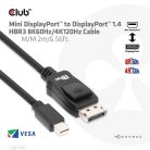 Club 3D Kábel - CAC-1115 (Mini DisplayPort to DisplayPort 1.4 HBR3, 8K60Hz/4K120Hz, 2m, kétirányú)
