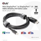 Club 3D Kábel - CAC-1115 (Mini DisplayPort to DisplayPort 1.4 HBR3, 8K60Hz/4K120Hz, 2m, kétirányú)