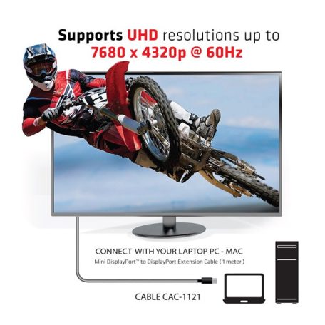 Club 3D Kábel - CAC-1121 (Mini DisplayPort 1.4 to DisplayPort 8K60Hz, 1m, DSC1.2, HBR3, HDR, M/F, Bidirectional)