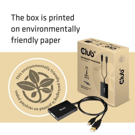 Club 3D Átalakító - CAC-1130 (Mini DisplayPort to Dual Link DVI-I Active, 4K30Hz)
