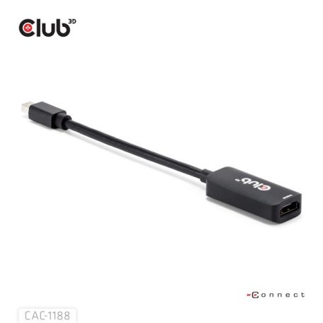 Club 3D Átalakító - CAC-1188 (Mini DisplayPort 1.4 to HDMI 8K60Hz, aktív, HDCP 2.2, 9cm)