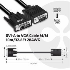   Club 3D Kábel - CAC-1243 (DVI-A to VGA M/M, 3 m, 28AWG, 1600x1200 60Hz)