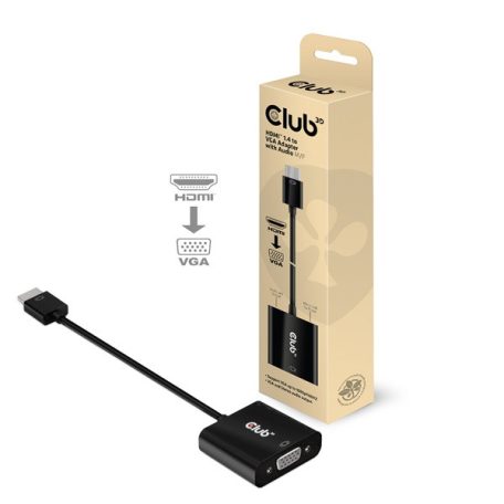 Club 3D Átalakító - CAC-1302 (HDMI 1.4 to VGA + Audio, 1080p@60Hz, Micro USB power)