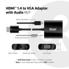 Club 3D Átalakító - CAC-1302 (HDMI 1.4 to VGA + Audio, 1080p@60Hz, Micro USB power)