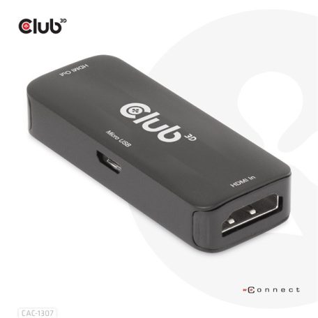 Club 3D Átalakító - CAC-1307 (HDMI aktív ismétlő 4K60Hz, Micro USB tápellátás, 18Gbps, 3D, HDR, HDCP 2.2&1.4)