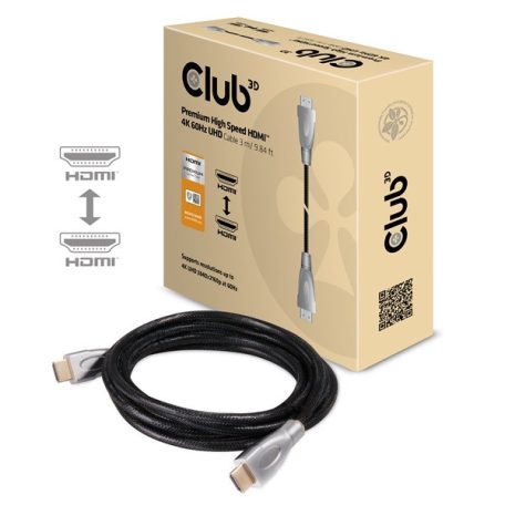 Club 3D Kábel - CAC-1310 (HDMI 2.0 Premium High Speed, 4K60Hz, 3m, UHD, ethernet, HDR, 18Gbps, Full HD 3D, M/M)