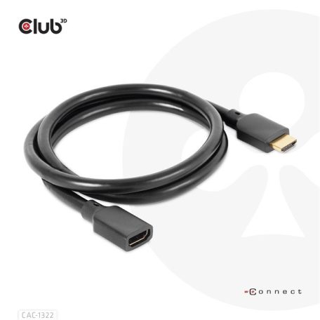 Club 3D Kábel - CAC-1322 (HDMI 2.1 Ultra High Speed, 4K120Hz 8K60Hz, 30AWG, 48Gbps, 1m, M/F)