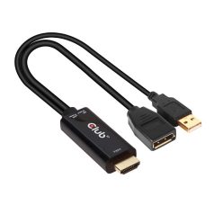   Club 3D Átalakító - CAC-1331 (HDMI 2.0 to DisplayPort 1.2 4K60Hz HDR M/F, USB-A táp, 25cm)