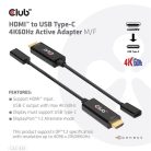 Club 3D Átalakító - CAC-1333 (HDMI to USB-C aktív, 4K60Hz, M/F)