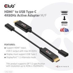   Club 3D Átalakító - CAC-1333 (HDMI to USB-C aktív, 4K60Hz, M/F)