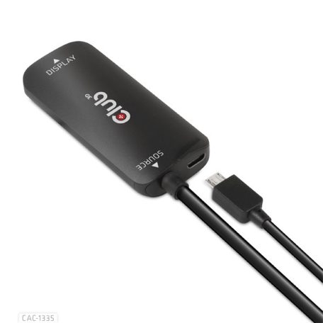 Club 3D Átalakító - CAC-1335 (HDMI+Micro USB to DisplayPort, 4K120Hz/8K30Hz, M/F, aktív)
