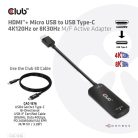 Club 3D Átalakító - CAC-1336 (HDMI+Micro USB to USB-C, 4K120Hz/8K30Hz)