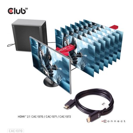 Club 3D Kábel - CAC-1370 (HDMI 2.1 Ultra High-Speed, 48Gbps, 4K120Hz, 8K60Hz, 1.5m, HDMI M/M, alacsony EMI, VRR, QMS)
