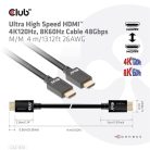 Club 3D Kábel - CAC-1374 (HDMI 2.1 Ultra High-Speed, M/M, 4K120Hz, 8K60Hz, 48Gbps, 4m, 26AWG)