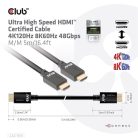 Club 3D Kábel - CAC-1375 (HDMI 2.1 Ultra High Speed, M/M, 4K120Hz, 8K60Hz, 48Gbps, 5m, VRR,QMS,QFT,eARC,HDR)
