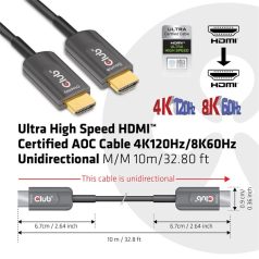   Club 3D Kábel - CAC-1376 (HDMI 2.1 Ultra High Speed, 4K120Hz/8K60Hz, Unidirectional M/M, 10m AOC)