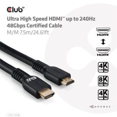   Club 3D Kábel - CAC-1378 (HDMI 2.1 Ultra High Speed, 240Hz, 48Gbps, M/M, 7.5m)