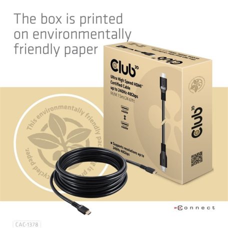 Club 3D Kábel - CAC-1378 (HDMI 2.1 Ultra High Speed, 240Hz, 48Gbps, M/M, 7.5m)