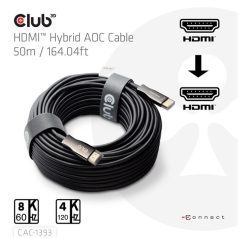   Club 3D Kábel - CAC-1393 (HDMI 2.1 Ultra High Speed, Hybrid AOC, 4K120Hz, 8K60Hz, 48Gbps, M/M, 50m)