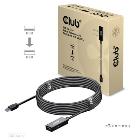 Club 3D kábel - CAC-1404 (3.2 USB-A, M/F, Active Repeater, 5Gbps, 5m)