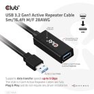 Club 3D kábel - CAC-1404 (3.2 USB-A, M/F, Active Repeater, 5Gbps, 5m)