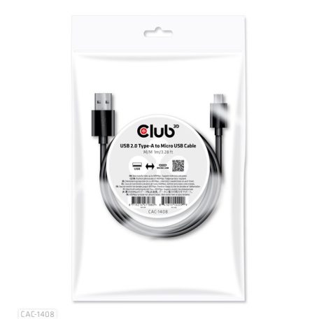 Club 3D kábel - CAC-1408 (2.0 USB-A, Micro USB, 5Gbps, 1m)