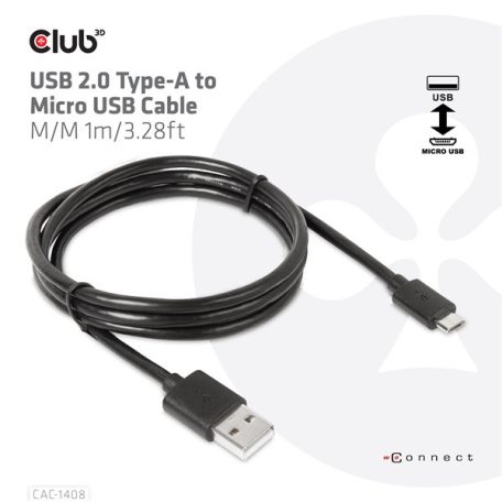 Club 3D kábel - CAC-1408 (2.0 USB-A, Micro USB, 5Gbps, 1m)
