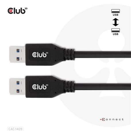 Club 3D kábel - CAC-1409 (USB-A Gen2, M/M, 10Gbps, 3A, 15W, 5V/3A, 0.5m)