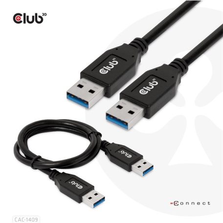 Club 3D kábel - CAC-1409 (USB-A Gen2, M/M, 10Gbps, 3A, 15W, 5V/3A, 0.5m)